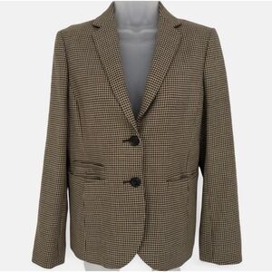 Brooks Brothers US6 Houndstooth Wool Blend Blazer Elbow Patch Equestrian Classic